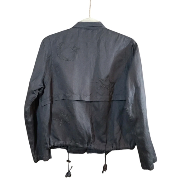 Rails Rowen Embroidered Moon & Stars Military Jacket in Gray Casual Women's XS - Picture 7 of 9